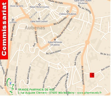 Plan commissariat d'Aubenas - Grande Pharmacie de Vals - Vals-les-Bains - 07600